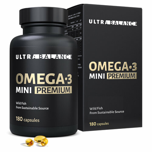 Омега 3 мини, рыбий жир, витамины Omega 3 UltraBalance 180 капсул фото, описание