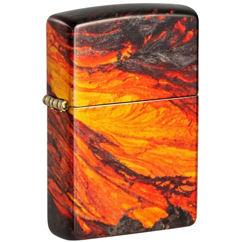 Зажигалка ZIPPO Lava Flow с покрытием 540 Tumbled Brass, латунь/сталь, оранжевая, 38x13x57 мм фото, описание