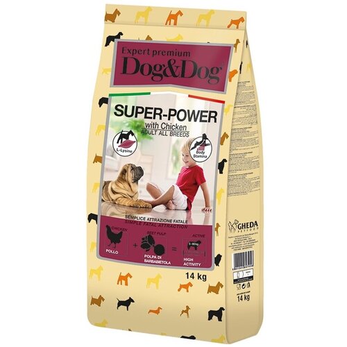 Корм Dog&Dog Expert Premium Super-Power для взрослых активных собак с курицей 14 кг фото, описание