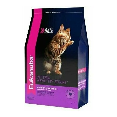 EUKANUBA KITTEN HEALTHY START 2кг сухой корм для котят с домашней птицей 5шт фото, описание