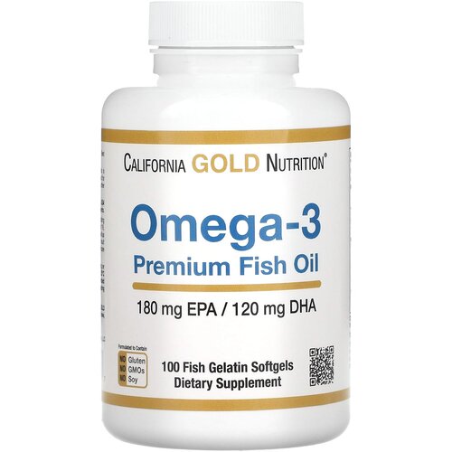 California Gold Nutrition Omega-3 Premium Fish Oil капс., 180 г, 100 шт. фото, описание