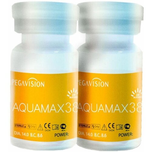 Контактные линзы Pegavision Aquamax 38, 2 шт., R 8,6, D -8,5, бесцветный, 1 уп. фото, описание