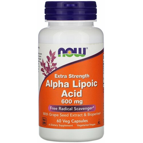 Альфа-Липоевая Кислота Экстра Alpha Lipoic Acid Extra Now Foods 600 мг 60 капсул фото, описание