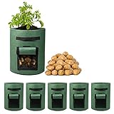 photo: You can buy Delxo 5 Pack 10 Gallon Potato Grow Bags, Vegetable Grow Bag with Flap Window , Double Layer Premium Breathable Nonwoven Cloth for Potato/Plant Container/Aeration Fabric Pots with Handles（Green） online, best price $23.99 new 2024-2023 bestseller, review