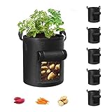 photo: You can buy Cavisoo 5-Pack 10 Gallon Potato Grow Bags, Garden Planting Bag with Durable Handle, Thickened Nonwoven Fabric Pots for Tomato, Vegetable and Fruits online, best price $26.99 new 2024-2023 bestseller, review