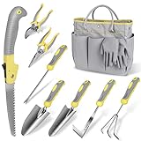 photo: buy Garden Tool Set, Carsolt 10 Piece Stainless Steel Heavy Duty Gardening Tool Set for Digging Planting Pruning Gardening Kit with Durable Gardening Bag Gloves Gift Box Ideal Garden Gifts for Women Men online, best price $39.99 new 2022-2021 bestseller, review