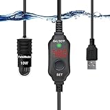 photo: You can buy YukiHalu USB Powered Submersible Aquarium Heater, 10W/5V/2A Adapter, Mini Fish Tank Heater 10W with Built-in Thermometer, External Temperature Controller, LED Display, Used for 0.5-1 Gallon Tank online, best price $19.99 new 2024-2023 bestseller, review