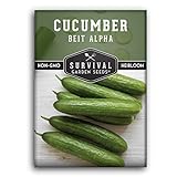 photo: You can buy Survival Garden Seeds - Beit Alpha Cucumber Seed for Planting - Pack with Instructions to Plant and Grow Smooth Green Burpless Cucumbers in Your Home Vegetable Garden - Non-GMO Heirloom Variety online, best price $4.99 new 2024-2023 bestseller, review