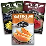 photo: buy Survival Garden Seeds Tri-Color Watermelon Collection Seed Vault - Non-GMO Heirloom Mix for Planting Juicy Watermelons - Yellow Petite, Crimson Sweet (Red), & Tendersweet Orange Varieties online, best price $8.99 new 2022-2021 bestseller, review