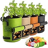 photo: You can buy 4 Pack 7 Gallon Potato Grow Bags with Flap, Suntee Plant Grow Bags Heavy Duty Nonwoven Fabric Planter Bags Garden Vegetable Planting Pots Grow Bags for Growing Potatoes, Tomato and Fruits Outdoor online, best price $24.99 new 2024-2023 bestseller, review