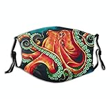 photo: You can buy Seafloor Orange Octopus Face Mask Washable Face Protection Balaclava Reusable Fabric with 2 Filters Gift for Adults online, best price $12.99 new 2024-2023 bestseller, review