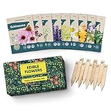 photo: You can buy 100% Edible Flower Seeds for Planting - Certified Organic Seeds - 9 Flower Garden Non GMO Plant Seed Packets & Plant Markers - Lavender, Echinacea, Calendula, Borage, Wildflower, Chamomile, Thai Basil online, best price $27.77 ($3.09 / Count) new 2024-2023 bestseller, review
