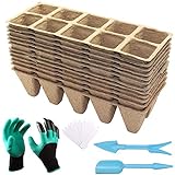 photo: You can buy ARLBA 12 Pack Seed Starter Tray Kit, Peat Pots for Seedlings, 120 Cell Organic Biodegradable Plant Starter Trays for Vegetable & Flower, Indoor/Outdoor, with 12Plastic Plant Labels,& Garden Tools Kit online, best price $11.77 new 2024-2023 bestseller, review