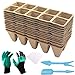 photo ARLBA 12 Pack Seed Starter Tray Kit, Peat Pots for Seedlings, 120 Cell Organic Biodegradable Plant Starter Trays for Vegetable & Flower, Indoor/Outdoor, with 12Plastic Plant Labels,& Garden Tools Kit 2024-2023