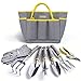 photo Jardineer Garden Tools Set, 8PCS Heavy Duty Garden Tool Kit with Outdoor Hand Tools, Garden Gloves and Storage Tote Bag, Gardening Tools Gifts for Women and Men 2024-2023