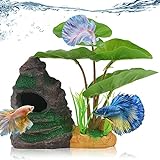 photo: You can buy COOSPIDER Betta Fish Leaf Pad Hammock Aquarium Decoration Cichlid Fish Tank Resin Rock Mountain Cave Ornaments for Sleeping Resting Hiding Playing Breeding online, best price $13.99 new 2024-2023 bestseller, review