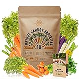 photo: You can buy 10 Carrot Seeds Variety Pack for Planting Indoor & Outdoors 3600+ Non-GMO Heirloom Carrots Garden Growing Seeds: Imperator, Parisian, Scarlet Nantes, Purple, Red, White, Cosmic Rainbow Carrots & More online, best price $12.99 ($1.30 / Count) new 2024-2023 bestseller, review