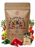 photo: You can buy 13 Rare Hot Chili Pepper Seeds Variety Pack for Planting Indoor & Outdoors. 650+ Non-GMO Bulk Pepper Garden Seeds Kit: Jalapeno, Cayenne, Serrano, Habanero, Pasilla Bajio, Santa Fe, Fresno & More online, best price $18.99 ($1.46 / Count) new 2024-2023 bestseller, review