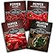 photo Survival Garden Seeds Pepper Collection Seed Vault - Non-GMO Heirloom Vegetable Seeds for Planting - Sweet and Hot Pepper - Jalapeño, Cayenne, California Wonder, Marconi Red Peppers 2024-2023