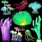 photo: You can buy Frienda 8 Pieces Glowing Fish Tank Decorations Plants with 2 Style Glowing Kelp, Sea Anemone, Simulation Coral, Jellyfish, Lotus Leaf, Mushroom for Aquarium Fish Tank Glow Ornament online, best price $21.99 new 2024-2023 bestseller, review