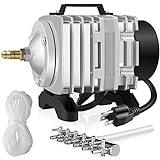 photo: You can buy Simple Deluxe LGPUMPAIR38 602 GPH 18W 38L/min 6 Adjustable Flow Outlets with Airline Tubing 25 Feet for Aquarium, Pond, Hydroponics Systems Air Pump, Silver online, best price $29.99 new 2024-2023 bestseller, review
