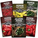 photo: You can buy Survival Garden Seeds Six Peppers Collection - Cayenne, Jalapeño, Serrano, California Wonder, Marconi Red, & Sweet Banana Peppers - Sweet & Hot Varieties - Non-GMO Heirloom Vegetable Seed Vault online, best price $11.99 new 2024-2023 bestseller, review
