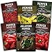 photo Survival Garden Seeds Six Peppers Collection - Cayenne, Jalapeño, Serrano, California Wonder, Marconi Red, & Sweet Banana Peppers - Sweet & Hot Varieties - Non-GMO Heirloom Vegetable Seed Vault 2024-2023